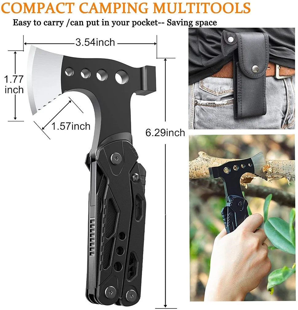 Camping 15-In-1 Pocket Multitool With Knife Axe